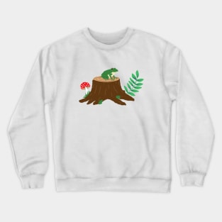 Frog on a tree stump Crewneck Sweatshirt